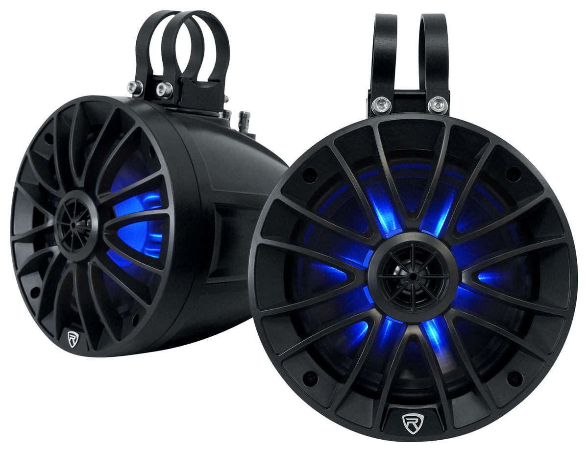 (4) PT65BR 6.5" Powered Bluetooth LED Tower Speakers For ATV/UTV/RZR