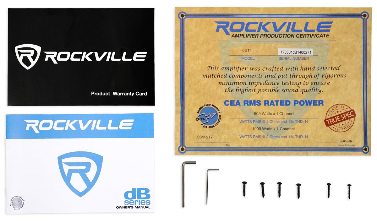 Rockville dB14 4000 Watt Peak/1000w RMS Mono 2 Ohm Car Audio Amplifier