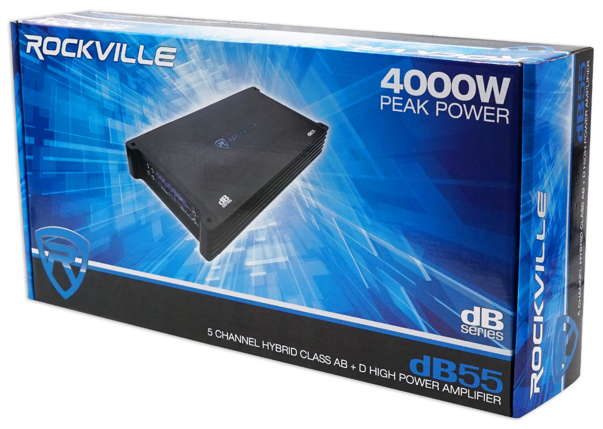 Rockville dB55 4000w/980 Watt RMS 5 Channel Amplifier Car Stereo Amp, Loud!