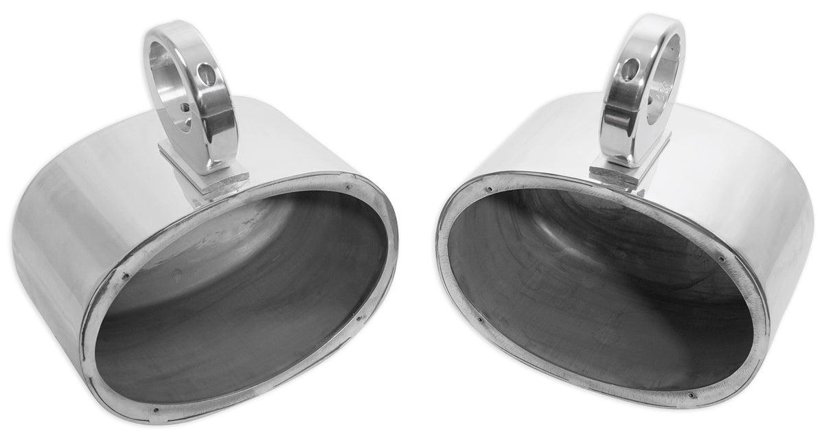 Pair Rockville 6x9 Polished Silver Aluminum Wakeboard Tower Speaker Enclosures