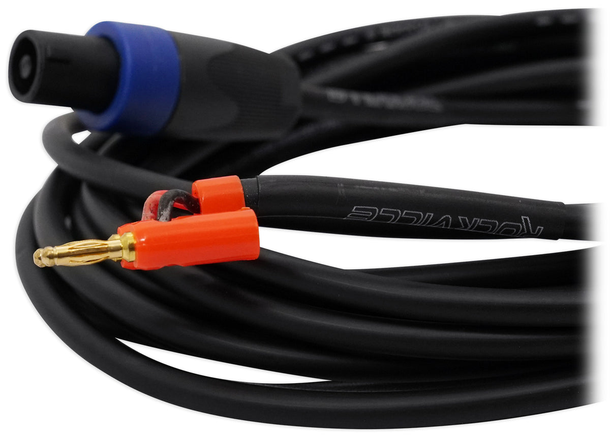 Rockville RSB16 20' Speakon to Banana Speaker Cable, 16 Gauge, 100% Copper!