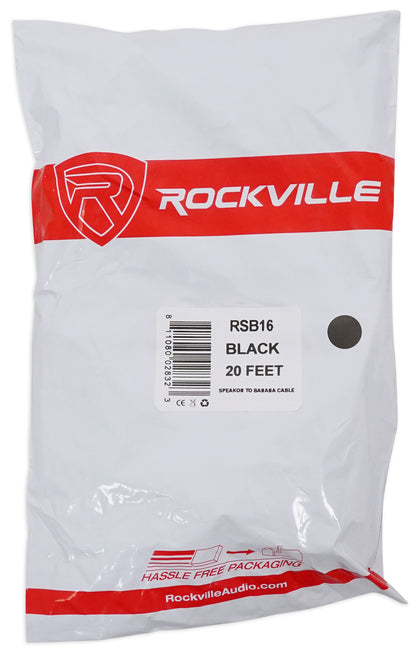 Rockville RSB16 20' Speakon to Banana Speaker Cable, 16 Gauge, 100% Copper!