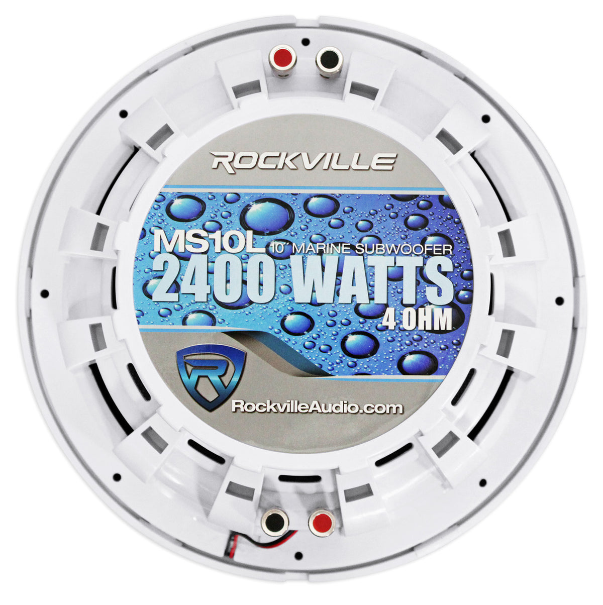 Rockville MS10LW 10" 2400 Watt White Marine/Boat Subwoofer with LED