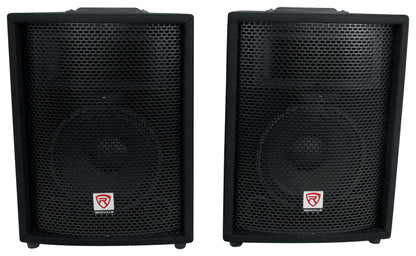 Pair Rockville 10" 800 Watt Passive Pro Audio PA Speakers+2 Stands+2 Metal Mics