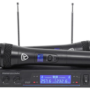 Rockville RWM1203VH VHF Wireless Dual HandHeld Microphone System with Digital Display