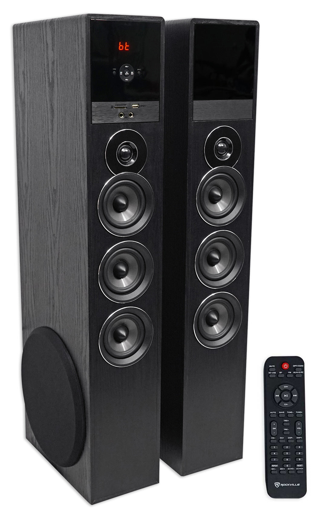 Rockville TM150B Black Home Theatre System Tower Speakers 10" Sub/Blueooth/USB