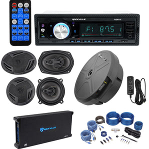 Rockville Bluetooth Receiver+6x9"+5.25" Car Speakers+Amp+Hidden Spare Tire Sub