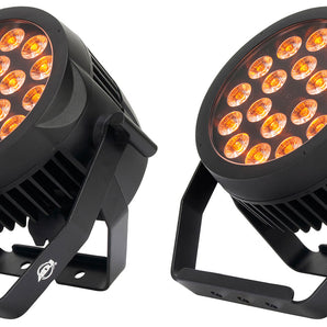 (2) American DJ 18P HEX IP 18 x 12W Outdoor RGBAW+UV LED DMX Par Can Wash Lights