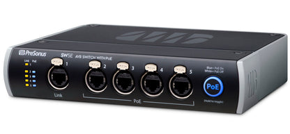 PRESONUS SW5E 5-Port AVB Switch w/ PoE, Rack Mountable, Rugged All-Metal Chassis