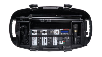 Rockville GB1 Portable Powered PA System W/ Mixer+Speakers+Stands+Mic DJ Package