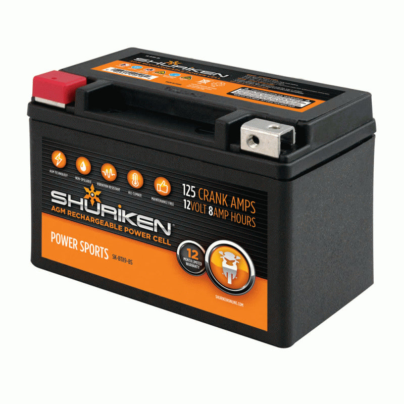 Metra SK-BTX9-BS AGM Battery 125 CCA Crank Amps For Boat/ATV/UTV/Cart/Motorcycle