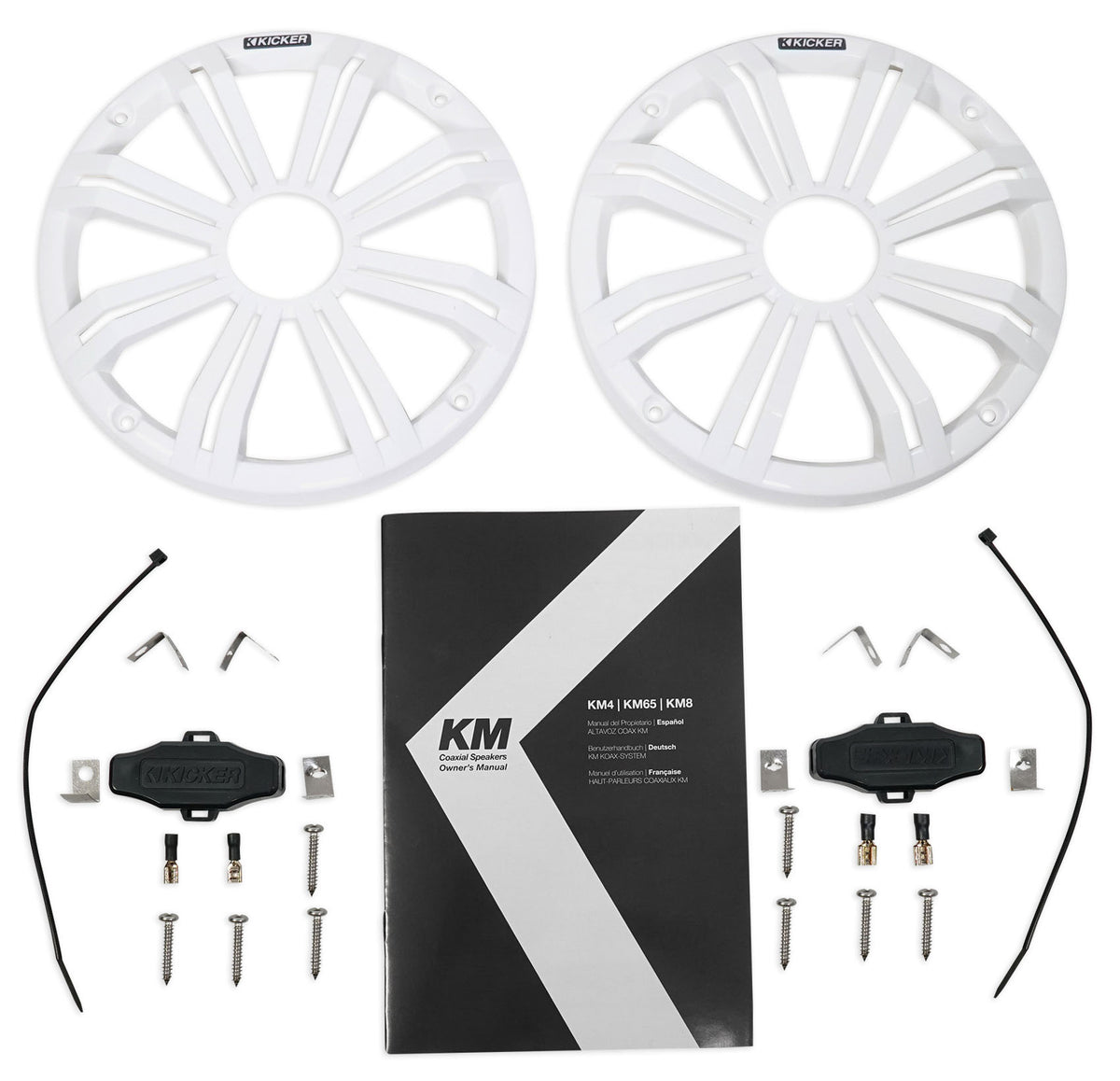 Pair KICKER 45KM84L 8" 600 Watt Marine Boat Waterproof Speakers w/ LED's KM8
