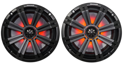 (4) 45KM84L 8" 1200W Marine LED Wakeboard Tower Speakers, Black Pods