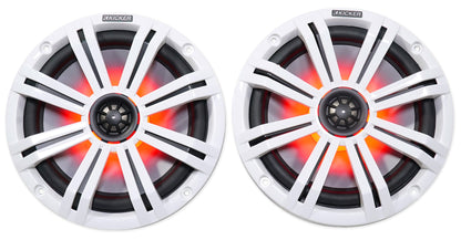 (4) 45KM84L 8" 1200W Marine LED Wakeboard Tower Speakers, Black Pods