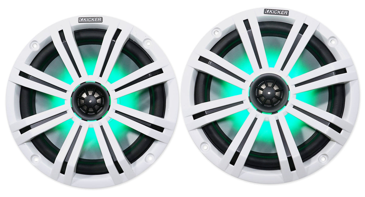 (4) 45KM84L 8" 1200W Marine LED Wakeboard Tower Speakers, Black Pods
