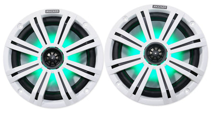 (4) 45KM84L 8" 1200W Marine LED Wakeboard Tower Speakers, Black Pods