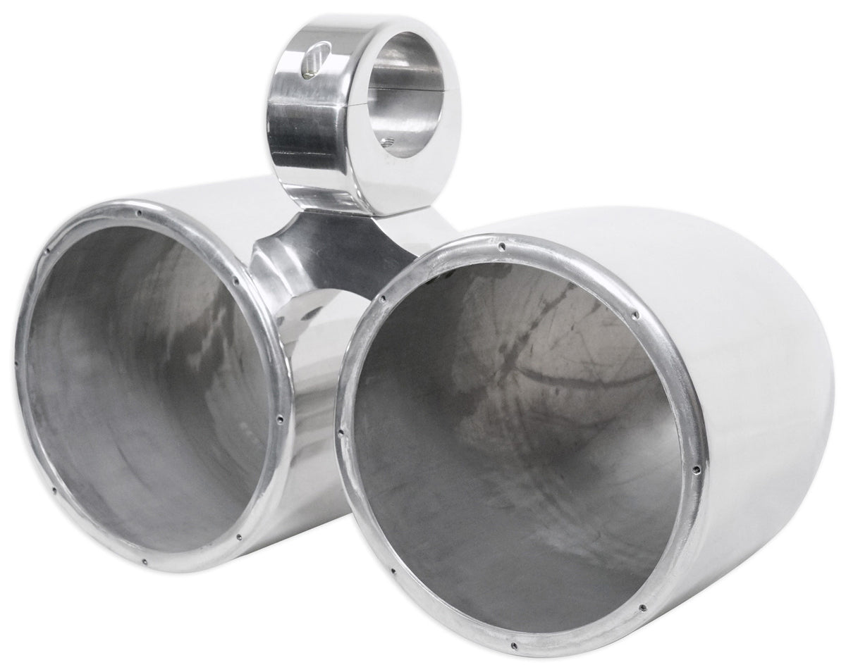 (4) 45KM84L 8" 1200W Marine LED Wakeboard Tower Speakers, Polished Silver Pods