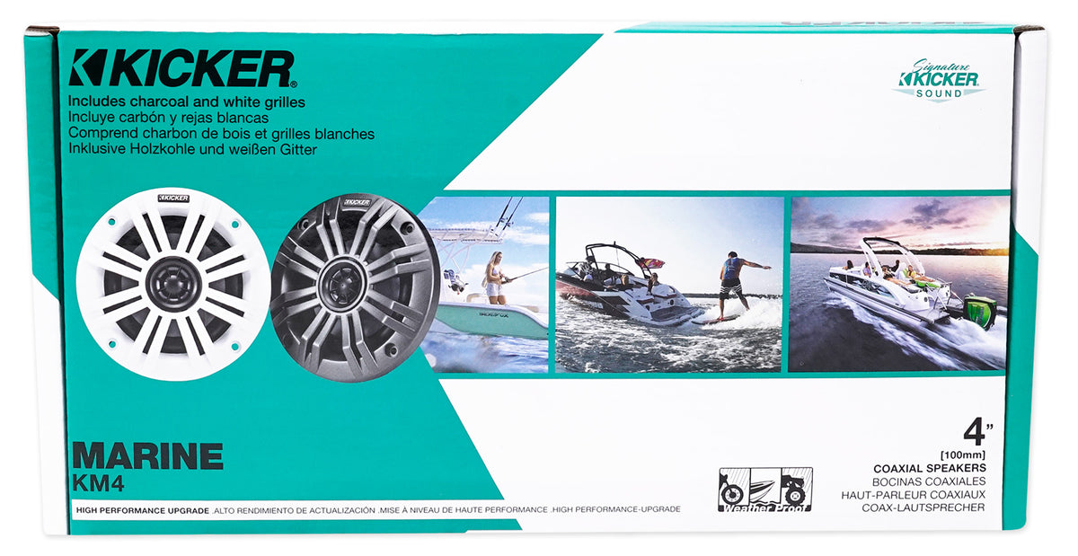 Pair KICKER 45KM44 4" 150 Watt Weatherproof Marine Speakers KM4