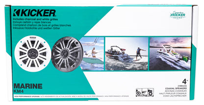 Pair KICKER 45KM44 4" 150 Watt Weatherproof Marine Speakers KM4
