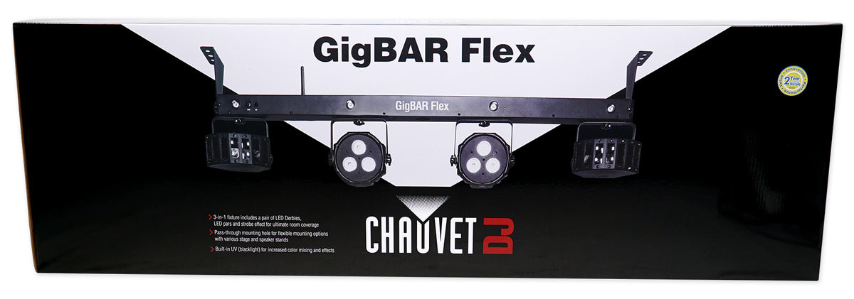 Chauvet DJ GigBAR Flex Lighting System w/ 2) Derby+2) Par Can Lights+Footswitch