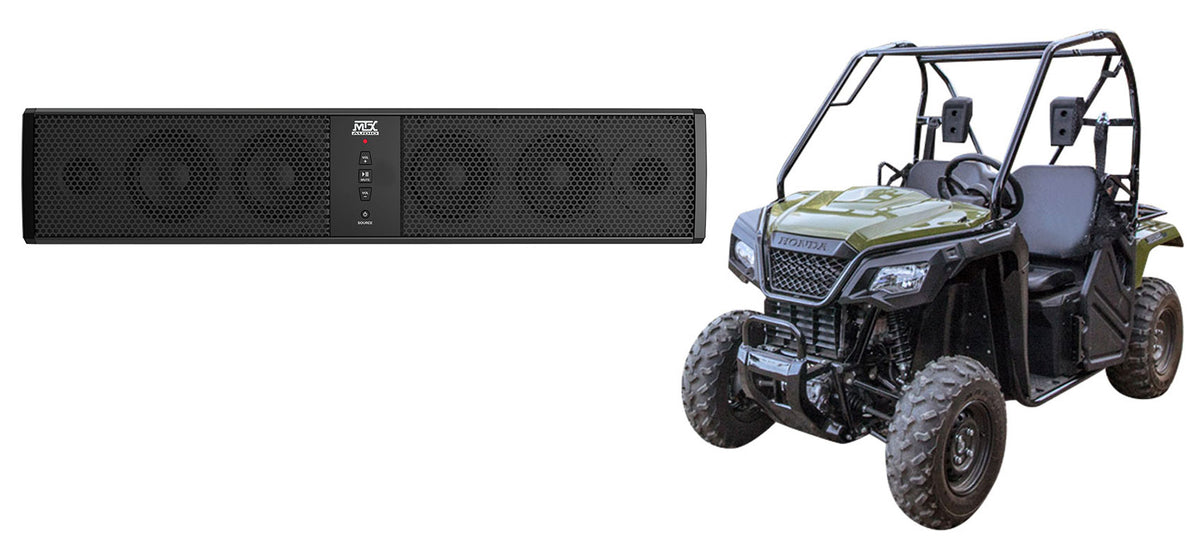 MTX Rollbar Roll Cage 6-Speaker Marine Soundbar+AUX Output for Honda Pioneer