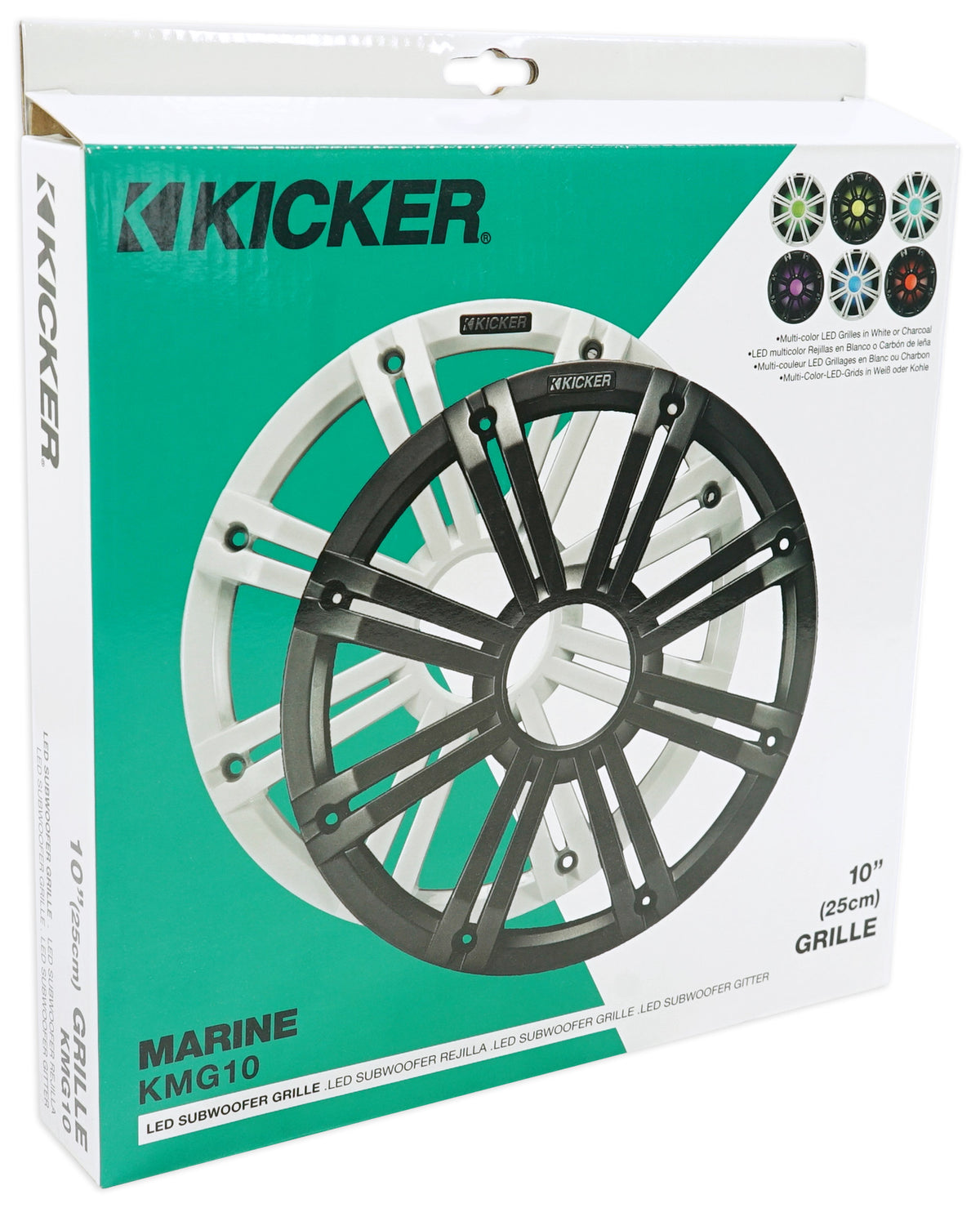 KICKER 45KMG10W 10" White Grille w/ LED For KM10 And KMF10 Subwoofer Subs KMG10W