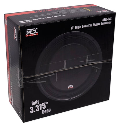 MTX 3510-04S 10" 600w Shallow Subwoofer+Sealed Sub Box Enclosure+Amplifier+Wires