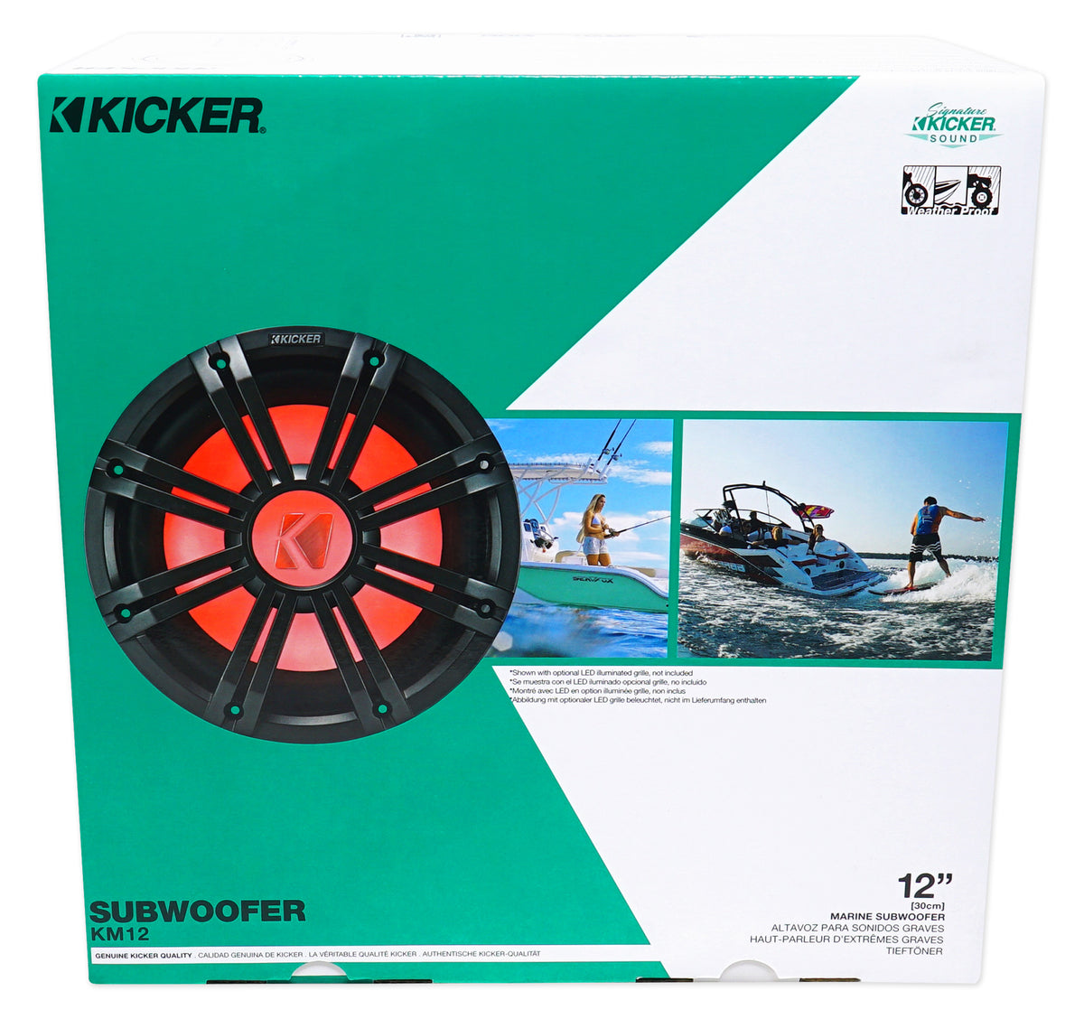 KICKER 45KM124 12" 350w Peak/175w RMS Marine Boat Subwoofer SVC 4-ohm Sub KM12