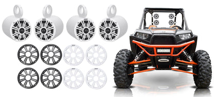 (4) 45KM654 6.5" 390W White Tower Speakers for Polaris RZR/ATV/UTV