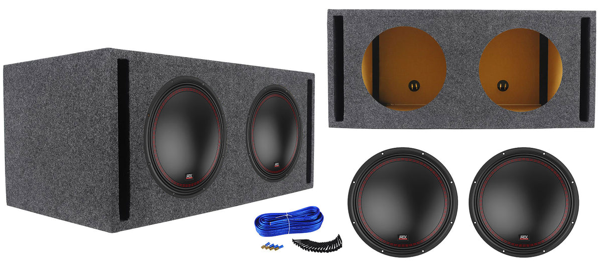 MTX 5512-44 12" 800 Watt DVC 4-ohm Car Audio Subwoofer+Ventled Sub Box Enclosure