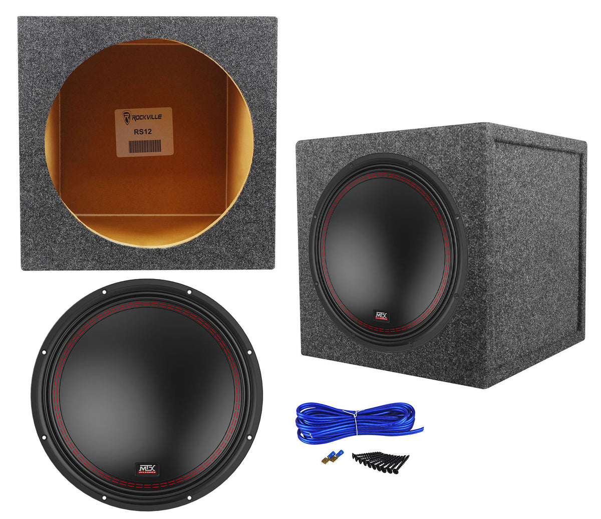 MTX 5512-44 12" 800 Watt DVC 4-ohm Car Audio Subwoofer+Sealed Sub Box Enclosure