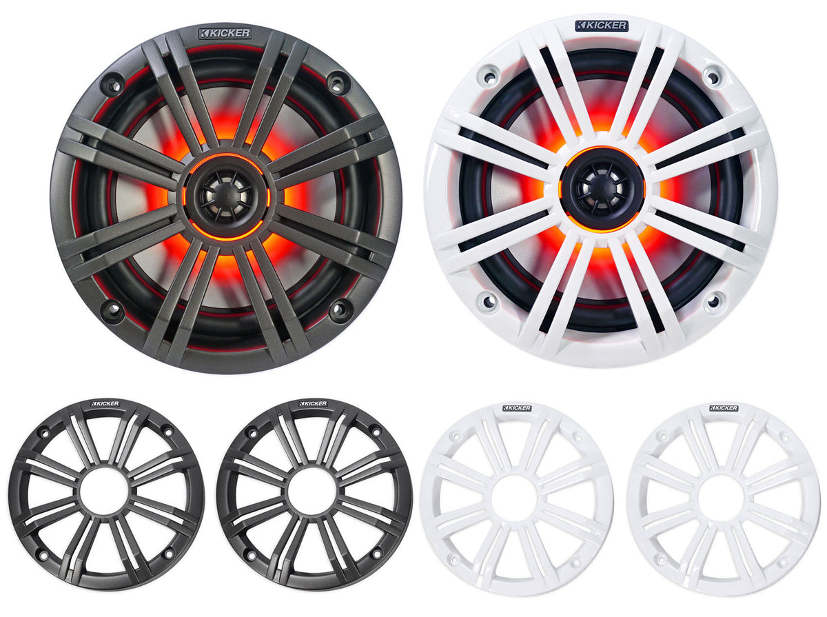 (4) 45KM654L 6.5" 390W Black LED Tower Speakers for Polaris RZR/ATV/UTV