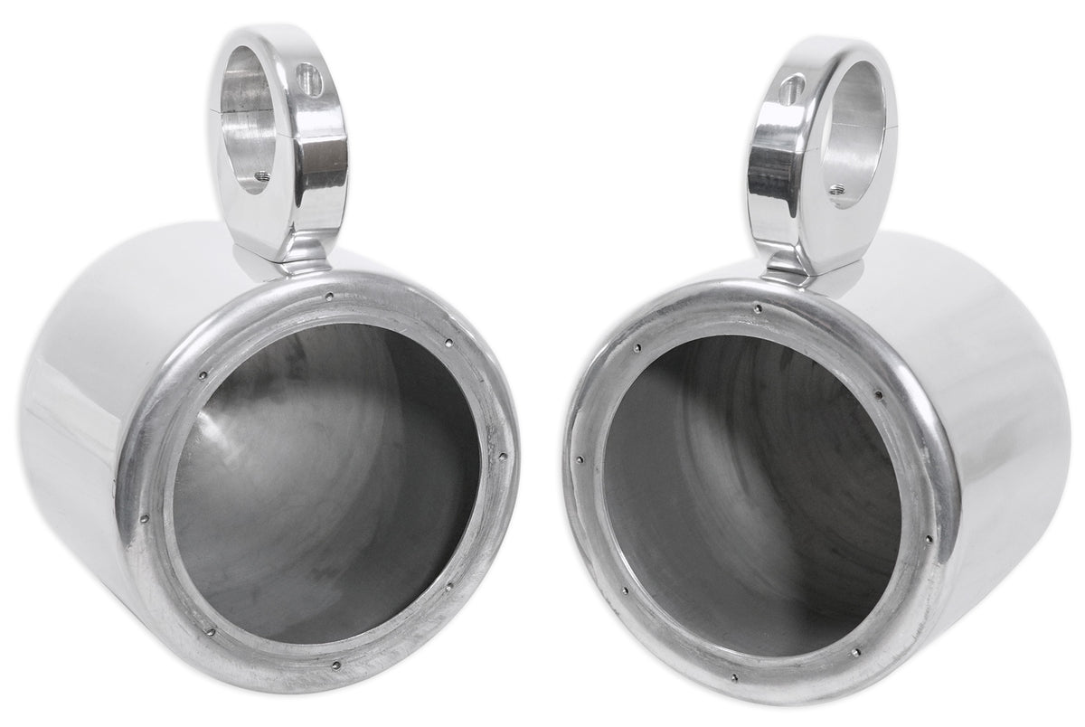 (4) 45KM654L 6.5" 390W Polished Silver LED Tower Speakers for Polaris RZR/ATV/UTV