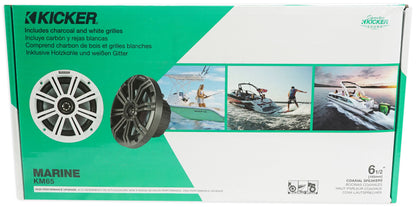 (4) 45KM654 6.5" 390W Marine Boat Speakers with Charcoal & White Grilles
