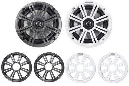 (4) 45KM654 6.5" 390W Polished Silver Marine Wakeboard Tower Boat Speakers