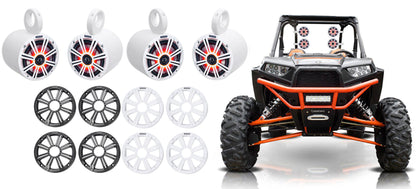 (4) 45KM654L 6.5" 390W White LED Tower Speakers for Polaris RZR/ATV/UTV