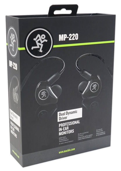 Mackie MP-220 Dual Dynamic Driver Professional In-Ear Monitors+Molded Carry Case