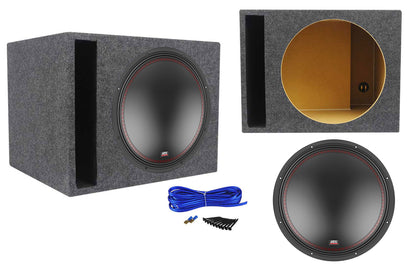 MTX 5515-22 15" 800 Watt DVC 2-ohm Car Audio Subwoofer+Vented Sub Box Enclosure