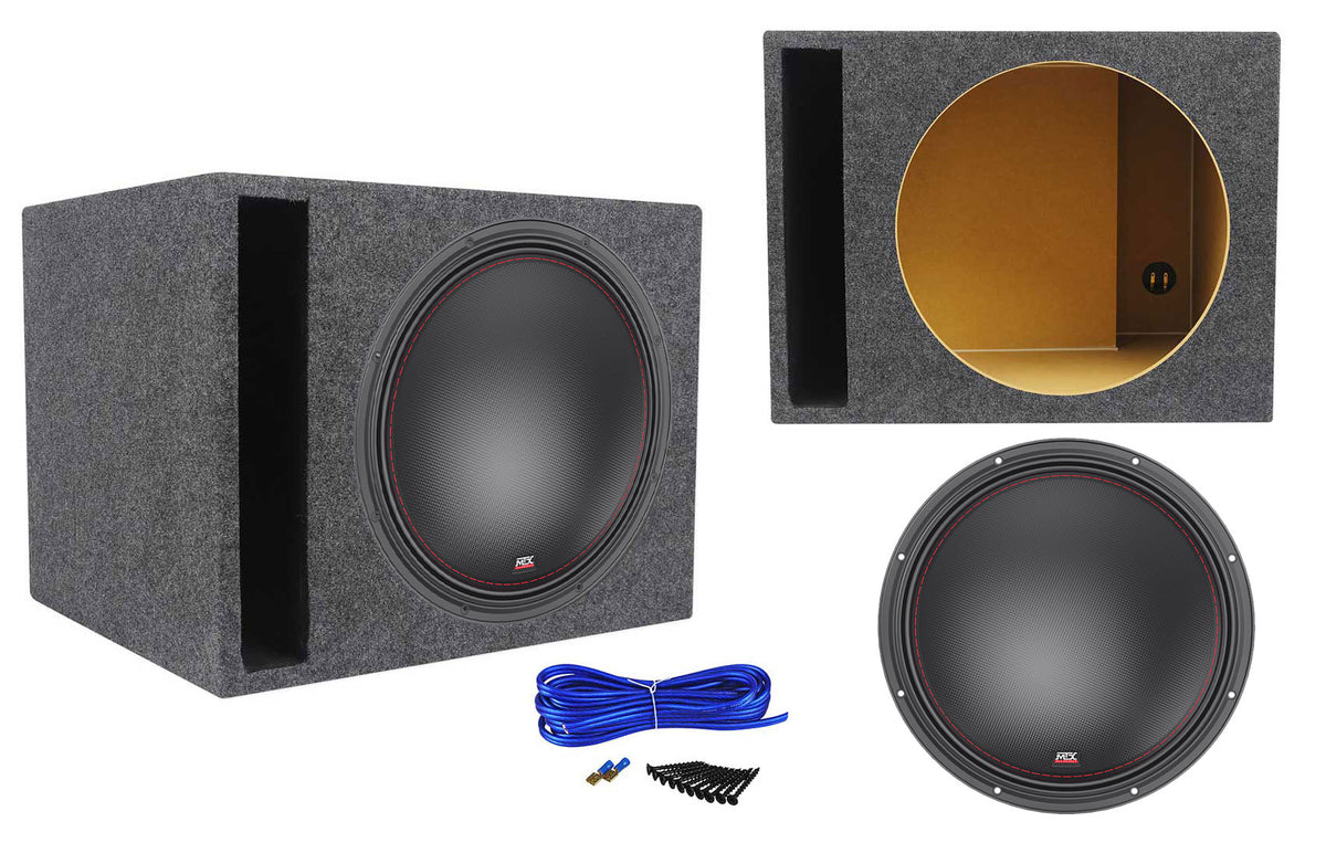 MTX 7515-22 15" 750 Watt RMS Competition Subwoofer + Vented Sub Box Enclosure