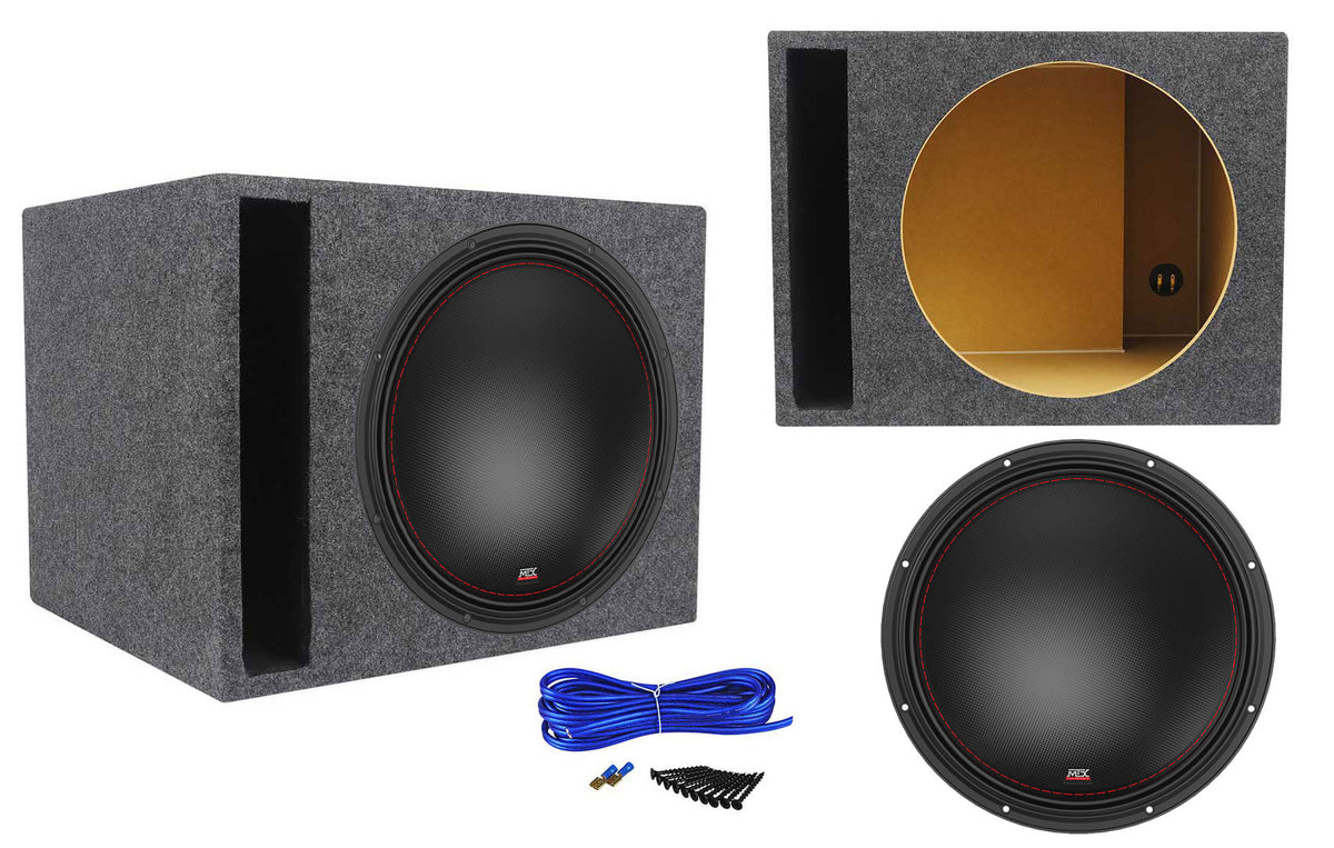 MTX 7515-44 15" 750 Watt RMS Competition Subwoofer + Vented Sub Box Enclosure