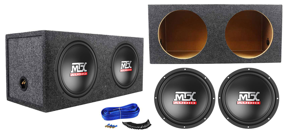 2) MTX Terminator TN10-04 10” 600w Car Audio Subwoofers+Sealed Sub Box Enclosure