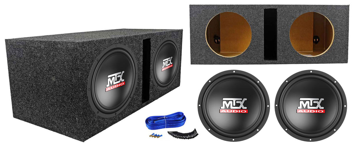 2) MTX Terminator TN10-04 10” 600w Car Audio Subwoofers+Vented Sub Box Enclosure