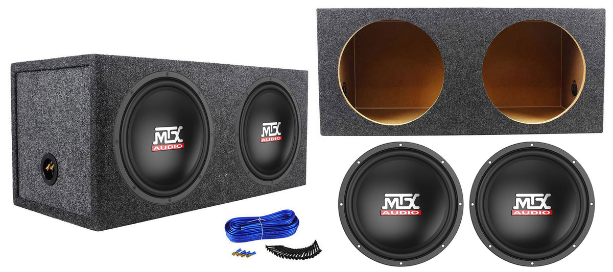 2) MTX Terminator TN12-02 12” 800w Car Audio Subwoofers+Sealed Sub Box Enclosure