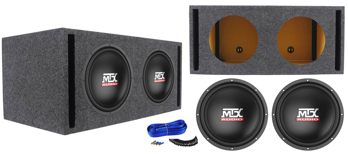 2) MTX Terminator TN12-02 12” 800w Car Audio Subwoofers+Vented Sub Box Enclosure