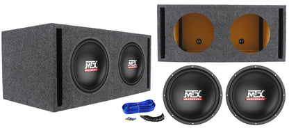 2) MTX Terminator TN12-02 12” 800w Car Audio Subwoofers+Vented Sub Box Enclosure