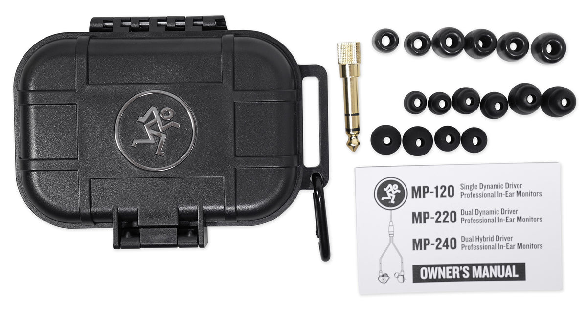 ATM350U Mini Condenser Clip-On Mic + Pair Mackie In-Ear Monitors