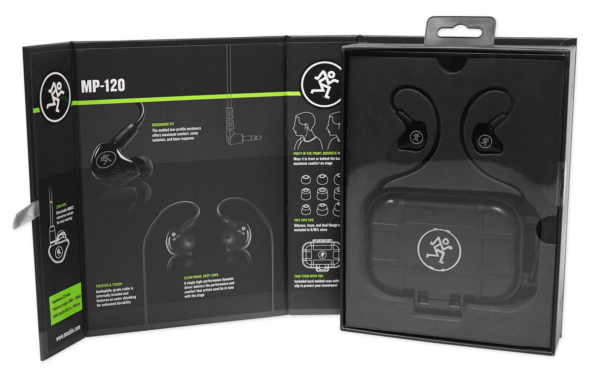 ATM350U Mini Condenser Clip-On Mic + Pair Mackie In-Ear Monitors
