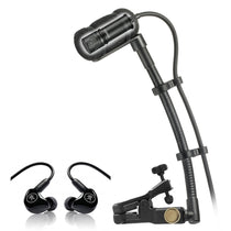 ATM350U Mini Condenser Clip-On Mic + Pair Mackie In-Ear Monitors