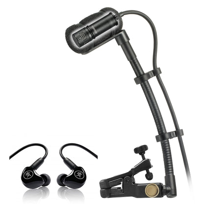 ATM350U Mini Condenser Clip-On Mic + Pair Mackie In-Ear Monitors
