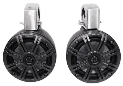 Pair KICKER 45KMTC65 6.5" 390w Marine Wakeboard Tower Speakers w/LED's KMTC65